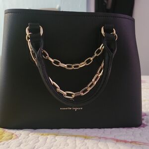 Nanette Lepore Black Satchel with Gold Accents
